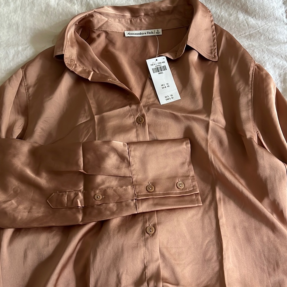 abercrombie & fitch satin button-up